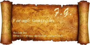 Faragó Geminián névjegykártya